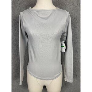 Planet Heart Juniors' Seamless Boat-Neck Long Sleeve Tee Large Gray NWT's